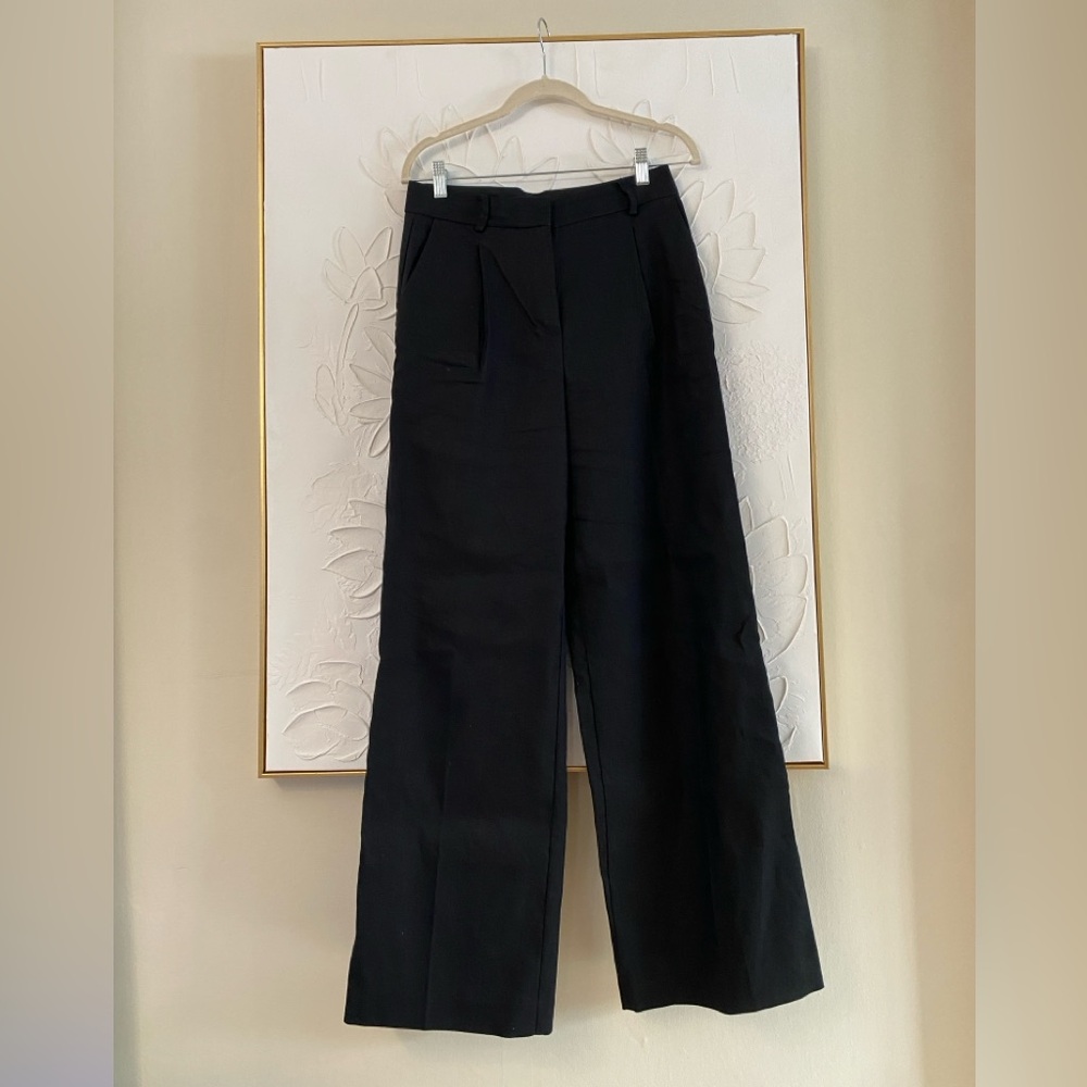 Ann Taylor Black Linen Wide Leg Dress Pants
